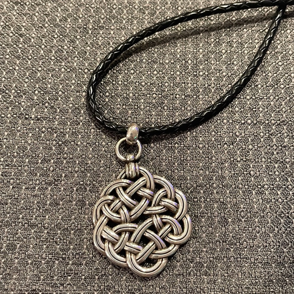 Brighton - Leather necklace with silver medallion.
